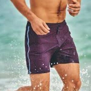 Fair Harbor Navy and Burgundy Patterned swimsuit